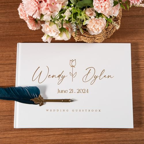 STAMTECH Personalized Wedding Guest Book - Timeless Elegance Custom Guest Book for Polaroid Pictures Perfect for Wedding Reception A Keepsake for Life's Cherished Moments(11x8INCH, 76 Pages)