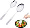 Salad Servers Set, 2Pcs Stainless Steel Salad Fork and Spoon Silver Large Serving Spoon and Fork for Home Picnic Party Restaurant