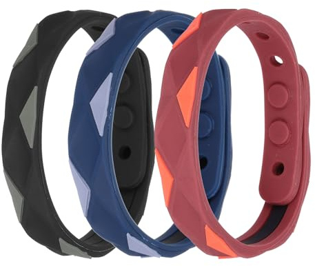 sourcing map Anti Static Bracelet, 0.5X9 Adjustable Anti Static Wristband Silicone Balance Energy Sport Bracelets for Eliminate Static, Red,Blue,Black 3Pack