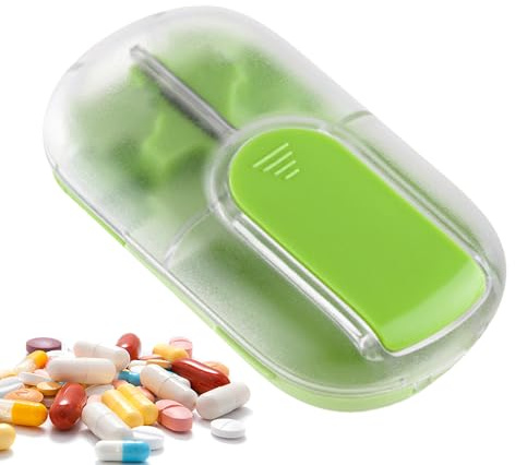 Trituradores de pastillas para ancianos, cortador de pastillas,Grinder de píldora reutilizable - Caja de almacenamiento de medicina portátil, organizadores de tabletas portátiles para viajes, hogar, e