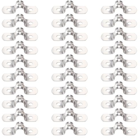 YYIGVMO 30 Pezzi Ø 8mm U-Fascette Stringitubo, Clip per Condotto con 2 Fori, Cinghia Rigida per Tubi in Acciaio Inox 304, per Tubi e Cavi