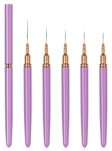 Juego de pinceles profesionales para delineador de uñas, pinceles de diseño para detalles pequeños, líneas largas, 7/9/11/15/25 mm, cepillos de uñas para esmalte de gel
