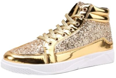 Skor herr glitter guld, paljetter sneakers herr sneakers hög topp fritidsskor glänsande promenadskor med tjock sula paljettskor karneval skateboardskor mode herrstövlar