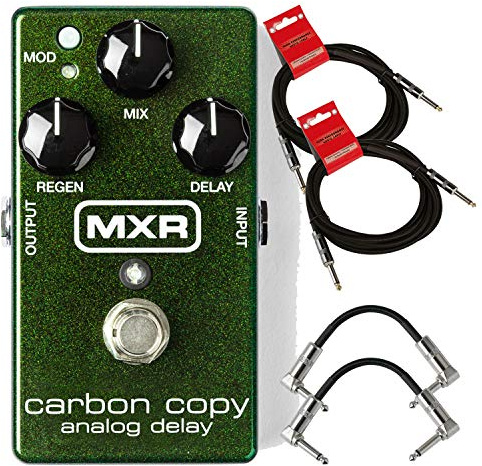 MXR M169 Carbon Copy Analog Delay Pedal Bundle with 2 Patch Cables and 2 Instrument Cables