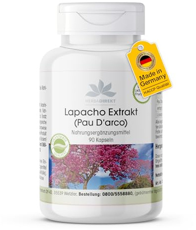 Lapacho Pau D´Arco - Estratto di corteccia 4:1-90 Capsule - Vegan | HERBADIREKT by Warnke Vitalstoffe - Qualità da farmacia tedesca