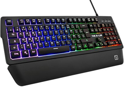 The G-Lab Keyz Palladium Teclado Gamer AZERTY con Cable USB – Retroiluminación RGB LED Multicolor, reposamuñecas magnéticas, 26 Teclas antighosting, Duradero – PC PS4 Xbox One (Negro)