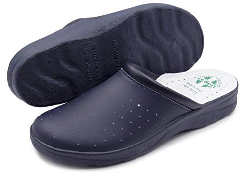 Poligono Gesundheitsschuhe für Männer und Frauen, Geschlossene Berufsschuhe, Gesunde Clogs, Bequeme orthopädische Schuhe, Anatomische Sohle,Blau Mann 43