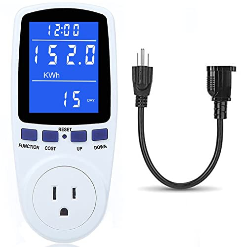 Upgraded Watt Meter Power Meter Plug Home Electricity Usage Monitor, Electrical Usage Monitor Consumption, Energy Voltage Amps Kill Meter with Backlight, Overload Protection, 7 Modes Display-With Cord