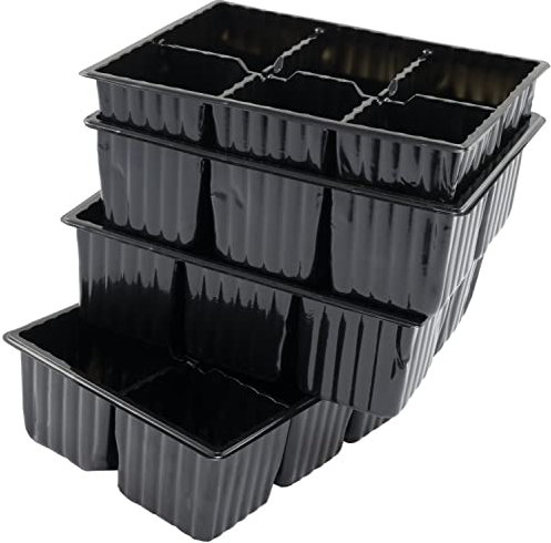 AERZETIX - C63572 - Lot de 4 plaques de Culture/caisses à semis x 6 Godets pour graines 17.5x13.5x5.5 cm réutilisables - pour Jardinage Planter Germination légumes repiquage Pots - en Plastique