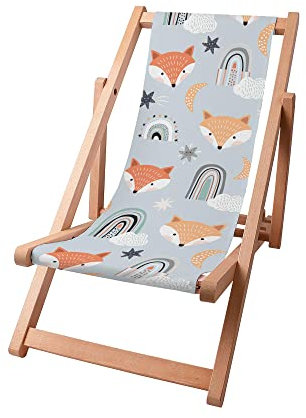 DreamRoots Kinder Liegestuhl Outdoor, Klappbarer Gartenstuhl für Draußen, Faltbarer Campingstuhl mit Waschbarem Bezug aus 100% Polyester bis zu 130 kg