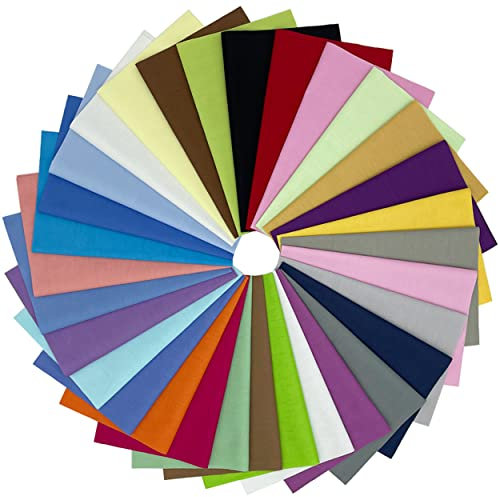 Jukway 31 Stück Einfarbige Stoff Baumwolle Stoffpaket 25 x 20 cm Unifarben Stoffe zum Nähen Patchwork Quadrate Baumwollstoff zum Quilten Basteln DIY Dekoration Handwerk (9,8 x 7,9 Zoll x 31ER)