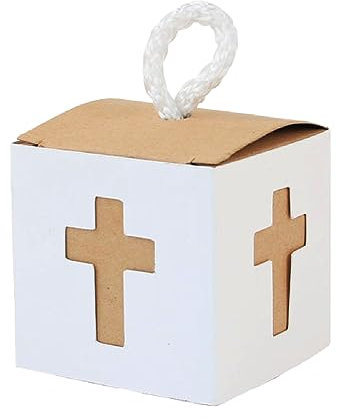 iKesoce Dop Favoriter, 30 St Cross Style Presentlåda Favoriter Communion Presentbox Konfettilåda Konfettiförpackning Godislådor för bröllop, årsdag