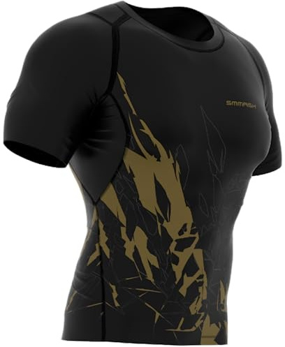 SMMASH Chemise De Compression Chemise Fonctionnelle Chemise De Sport À Manches Courtes Homme Chemise De Course Chemise À Manches Courtes Technologie Second Skin, L