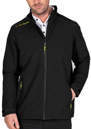 Island Green Men's Waterproof Inner Storm Cuff Golf Jacket, Black, Medium