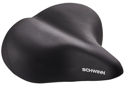 Schwinn Comfort Bike Seat for Men and Women, Cruise Plus Foam Plush Bicycle Seat, Replacement Saddle Fits All Adult Bikes with Standard Seatpost, Premium Foam, Black