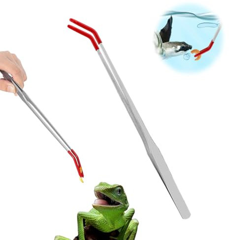 COYUN 1 Stück Aquarium Pinzette Set, 27 cm Lange Pinzette aus Edelstahl Reptilien Futterpinzette mit Gummispitze Mehrzweck Gerade Pinzette und Gebogene Pinzette Set für Wasserpflanze, Reptilien