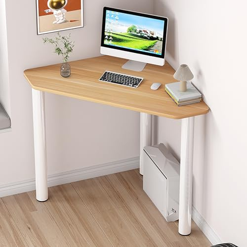 Escritorio de computadora de esquina,mesa triangular compacta para oficina en casa, escritorio de estudio,estación de trabajo,ahorro de espacio para espacios pequeños(60x60x74cm(24x24x29inch), Beige)