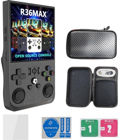 2025 Nuovo R36MAX Retro Console di gioco, portatile palmare Console per videogiochi, 4.0-in 4 k HD IPS schermo con 128G Built-in 18000 giochi classici, Open Source Sistema Linux (nero, 128)