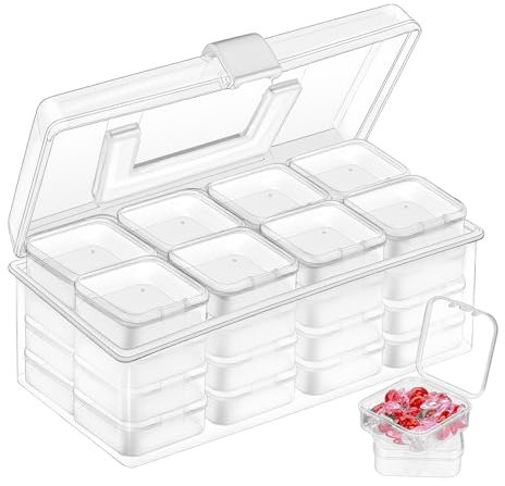 ilauke 33Pcs Craft Storage Box, 1 Large Plastic Craft Organiser Case with 32 Small Beads Storage Containers, Arts and Crafts Boxes for Clay Beads, Jewelry, Nails, Screw