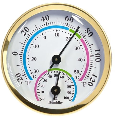 PAMINGONO Termómetro Higrómetro Analógico Sin Batería Para Interior y Exterior Resistente Para Hogar Oficina y Habitación Infantil Fácil Instalación y Calibración Automática