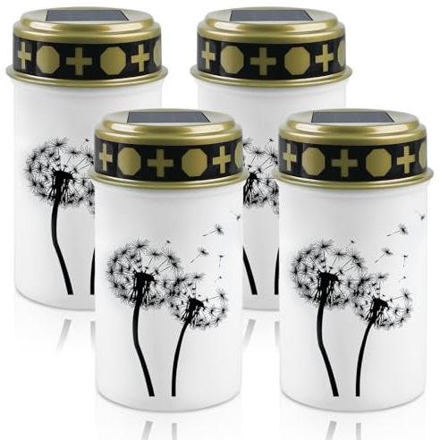 GBKDQQ 4 stycken LED-gravljus, LED gravljus, kyrkogård, ljus, vattentät, batteridriven gravlampa, LED-gravljus för utomhusbruk