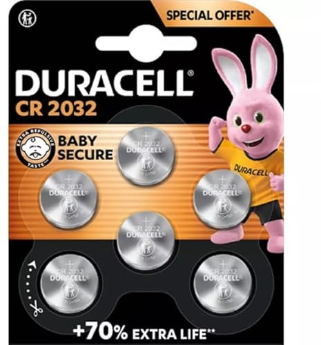 DURACELL Piles boutons lithium - type CR 2032 6 piles