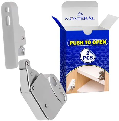 2 Piezas Cierre Amortiguado Puerta 4 Piezas Tornillos Ø3,5x25mm y Ø3,5x13mm | Cierre Push to Open para Espacio Entre Fachada y Carcasa Mínimo 2,5 mm - MONTERAL