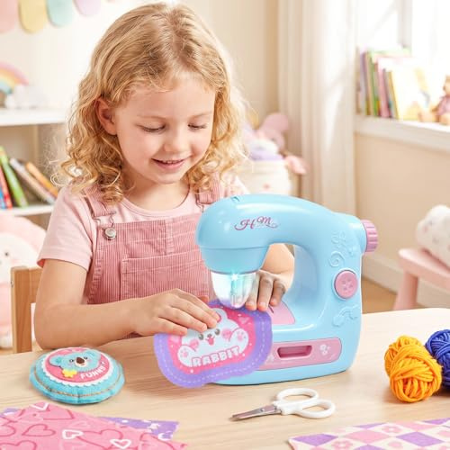 FOTSHARER Mini Sewing Machine Toy Kids Sewing Kit with Cloths Cotton Thread, Portable DIY Sewing Kit Arts & & Educational Crafts Kids Tool Set Toys for Holiday Birthday Gifts for Kid