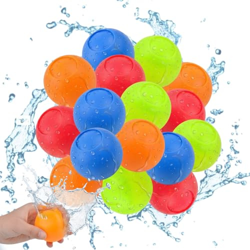 Reusable Water Balloons 12PCS, 2026 Self-Sealing Water Bombs, Quick Fill Silicone Refillable Water Balls for Kids & Adults, Summer Outdoor Water Toys for Pool, Beach, Garden, Family Party Games