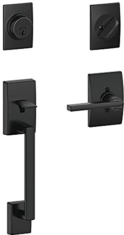 Schlage F60 CEN 622 LAT CEN Century Front Entry Handleset with Latitude Lever, Alloy steel, Deadbolt Keyed 1 Side, Matte Black