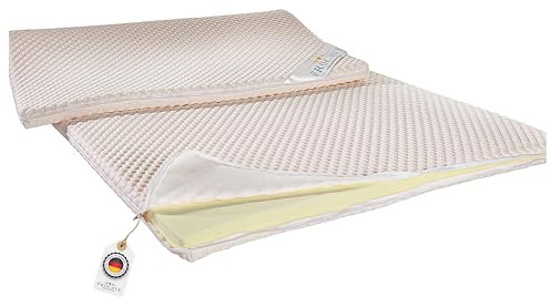 PROCAVE Kaltschaum Matratzen-Topper 60x200 cm mit Noppen-Doppeltuch-Matratzenbezug, mit Kalt Schaum-Kern, idealer Matratzentopper 100% aus Deutschland