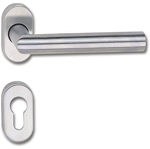 MARCHESI Riga Set de poignées en acier inoxydable sur rosace ovale, cadre tubulaire, 1 jeu en acier inoxydable.