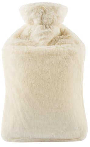 Blumtal Premium Wärmflasche mit Bezug aus weichem Kunstfell 1,5l - Wärmeflasche aus Naturkautschuk - Wärmflasche Freundin Geschenk - Hot Water Bottle Luxus - auslaufsichere Bettflasche - Weiß
