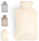 Blumtal Premium Wärmflasche mit Bezug aus weichem Kunstfell 1,5l - Wärmeflasche aus Naturkautschuk - Wärmflasche Freundin Geschenk - Hot Water Bottle Luxus - auslaufsichere Bettflasche - Weiß