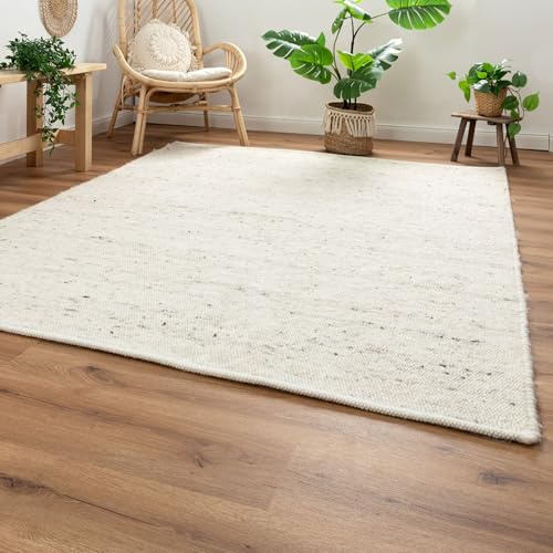 Steffensmeier Handwebteppich Korinth | Gesunder Wollteppich | Beste Schurwolle | Natur, handgewebt, Größe: 240x290 cm