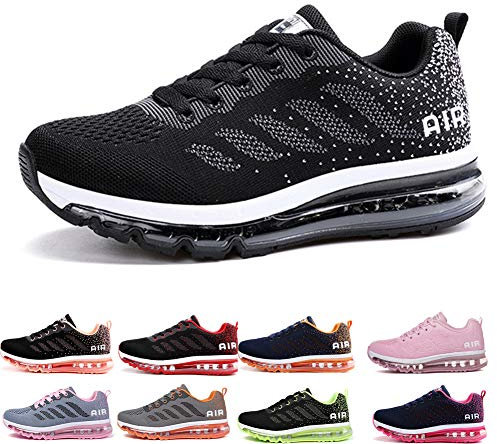 Air Zapatillas de Running para Hombre Mujer Zapatos para Correr y Asfalto Aire Libre y Deportes Calzado BlackWhtie 40