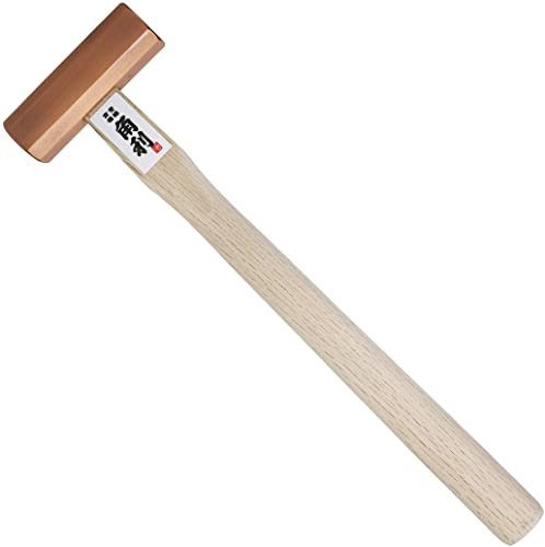 KAKURI Chisel Hammer GENNO 13 oz (375g) Japanese Woodworking Carpenter Hammer for Chisel, Plane, Nail, Heavy Duty Japanese Carbon Steel, Bronze Plated Octagonal Head, Wood Handle, Made in JAPAN
