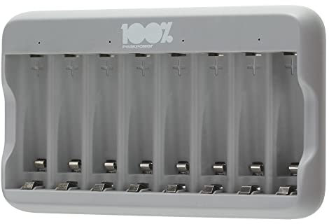 Chargeur Piles Rechargeables AA et AAA avec 8 emplacements de Charge | 100% PEAKPOWER | Chargeur Rapide USB avec lumière LED - Piles Non incluses