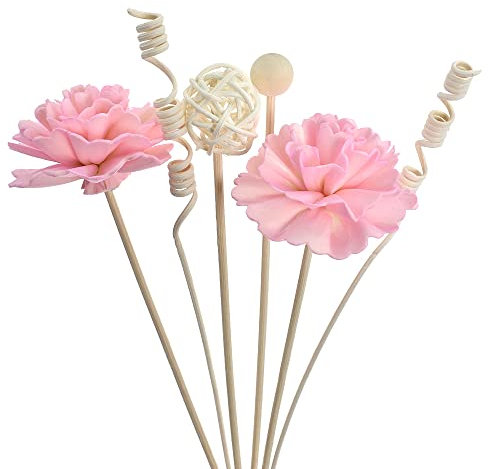 CHZIMADE 6 PCS Reed Diffuser Sticks Set, Rattan Reed Fragrance Diffuser and Flower Replacement Refill Rattan Sticks for Home Office Decor and DIY Home Fragrance Decor