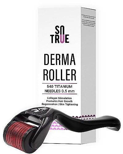 Sotrue Derma Roller For Hair Growth 0.5 mm with 540 Titanium Needles | Repairs Damaged Hair, Activates Hair Follicles | For Hair Fall & Hair Thickening | Easy to Use