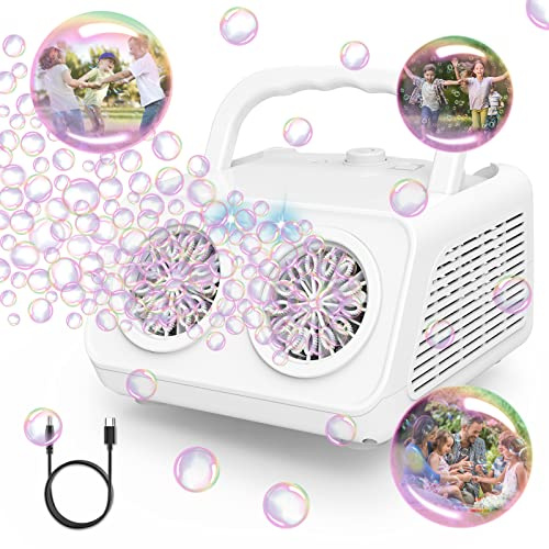 Panacare machine à bulles professionnelle,machine à bulles portable 20000+bulles/minute, 26trous de bulles/eau à bulles gratuite incluse, jouet à bulles pour enfants/mariage/anniversaire/fête de Noël