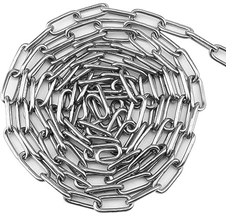NAMYEUT 1 chaîne en acier inoxydable, 4 mm x 3 m, maillons soudés, chaîne en acier inoxydable, chaîne courte, pour le bricolage, chaîne de chien, chaîne pivotante, séchage de la chaîne à linge