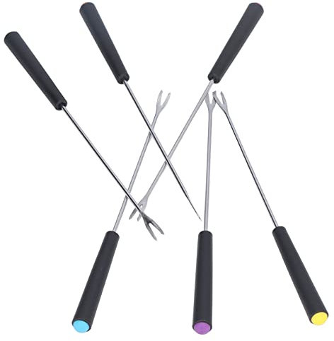 Fourchettes à Fondue Longues en Acier Inoxydable, 6 Pièces, pour Gâteau, Chocolat, Fruits, Fondue au Fromage
