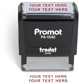 Promot Self Inking 2 Line Custom Stamp - Personalized Name Stamp for Office, Teacher, Address & Business Label Stamp - Choose Font, Ink Color, Pad, for Personal & Professional Use - Small