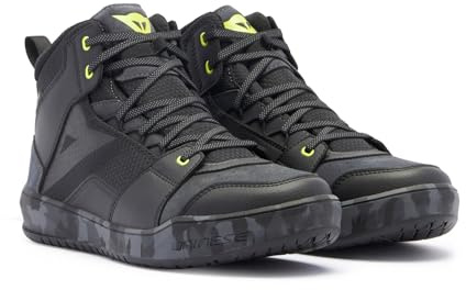 Dainese - Suburb D-Wp Shoes, Scarpe Moto Impermeabili, Man, Nero/Camo/Giallo Acido, 41