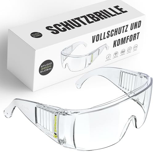 StudioGreenGlobal Lunettes de protection - Anti-buée et anti-rayures - Légères et confortables - Protection parfaite pour le bricolage, le jardinage, l'entretien de la voiture et du vélo, les travaux