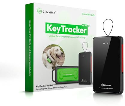 GlocalMe KeyTracker für Hunde, Globaler GPS-Tracker mit 6 Ortungstechniken, 4G LTE Smart-Tracker, Live-Ortung, Positionsverlauf, Aktivitätstracking, Hundefreundliches Design