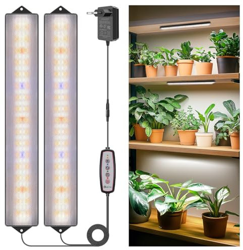 Wolezek Pflanzenlampe LED Vollspektrum, 210 LEDs Grow Light mit Auto Timer 4/8/12/16H, 2 Stück 35 cm Grow Lampe mit 5 Helligkeit, Wachstumslampe für Pflanzen