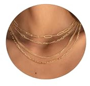 VIROMY Guldhalsband för kvinnor 14k Dainty Guldkedja Halsband Layer Halsband Enkel Avtagbar Hängsmycke Kubansk Fiskbenskedja Paperclip Kedja Choker Halsband, 1, Koppar, Ingen ädelsten