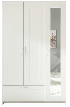 AVANTI TRENDSTORE - Elice - Armadio ad ante battente con specchio laterale. Colore bianco. Dimensioni: LAP 117x190x50 cm